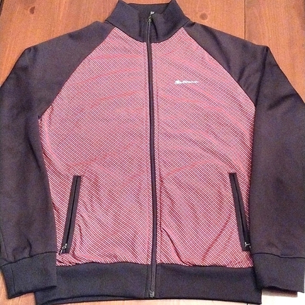 Ben Sherman Track Jacket, Brown with Red Plaid inset, Size Large, Men's